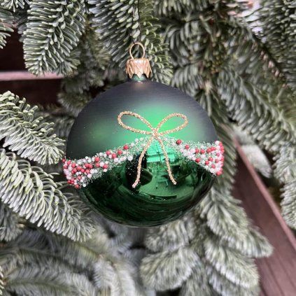SKLENENÁ VIANOČNÁ OZDOBA - ZELENÁ GUĽA (7 CM)